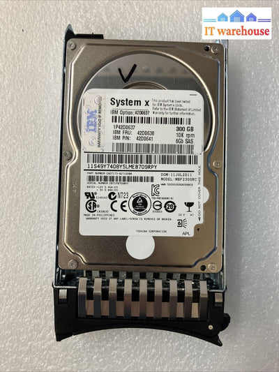 Ibm 42D0637 300Gb 10K 2.5’ Sas Hdd Mbf2300Rc Fru 42D0638 P/N 42D0641 W/ Caddy ~