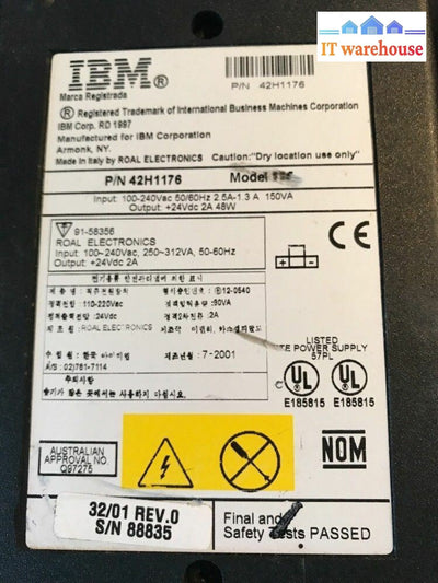 - Ibm 42H1176 Model 115 Tg-7501 3Pin Power Supply For 4610 Printer 75W 24V 2A