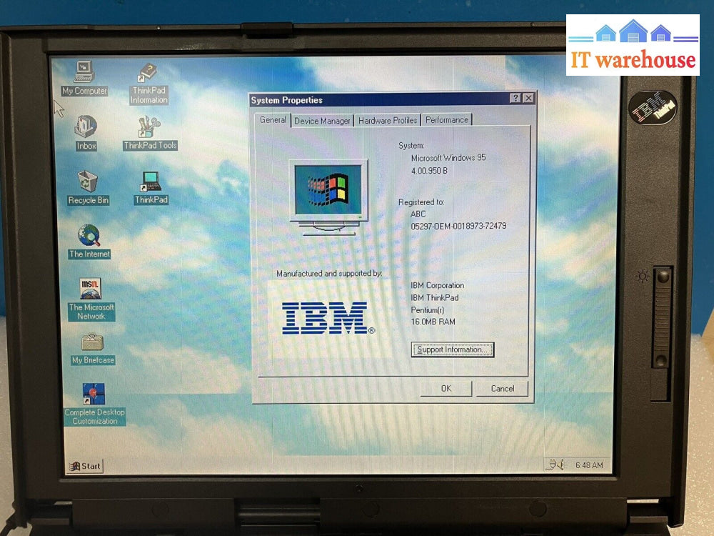 ~ Ibm 560E Type 2640 12’ Laptop Pentium Cpu 16Mb Ram 2Gb Hdd Windows 95 (Read)