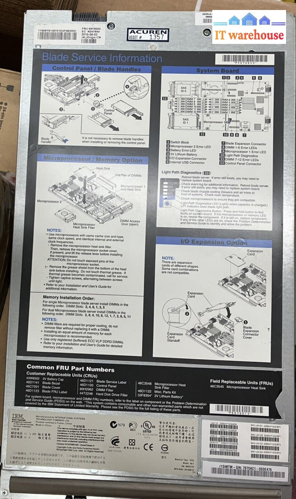 ~ Ibm 7870 Ac1 Bladecenter Hs22 Blade Server / 2X Xeon E5620 Cpu/ 6X 2Gb Ram