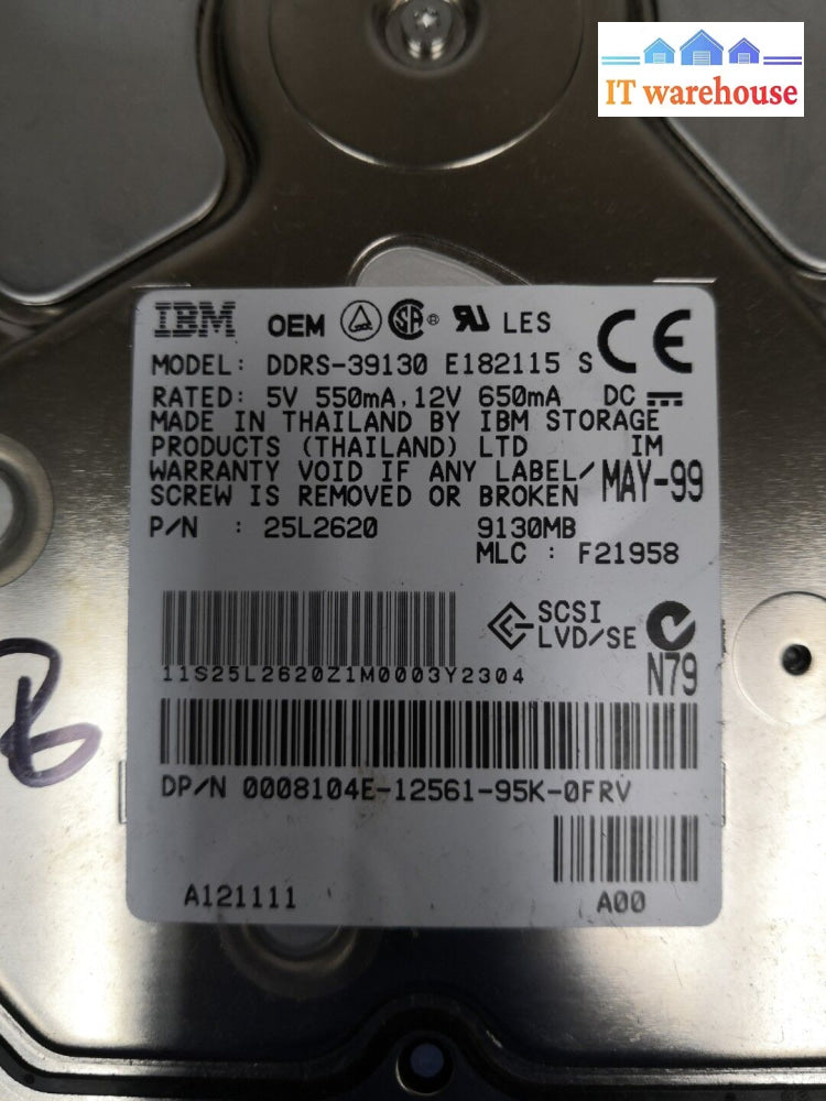 - Ibm Ddrs-39130 25L2620 9.1Gb 80 Pin Ultra 2 Scsi Hard Drive @@@