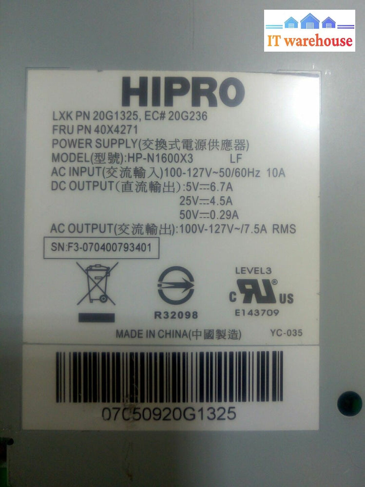 Ibm Dell Lexmark Printer Hipro Hp-N1600X3 110V Power Supply 40X4271 20G1325