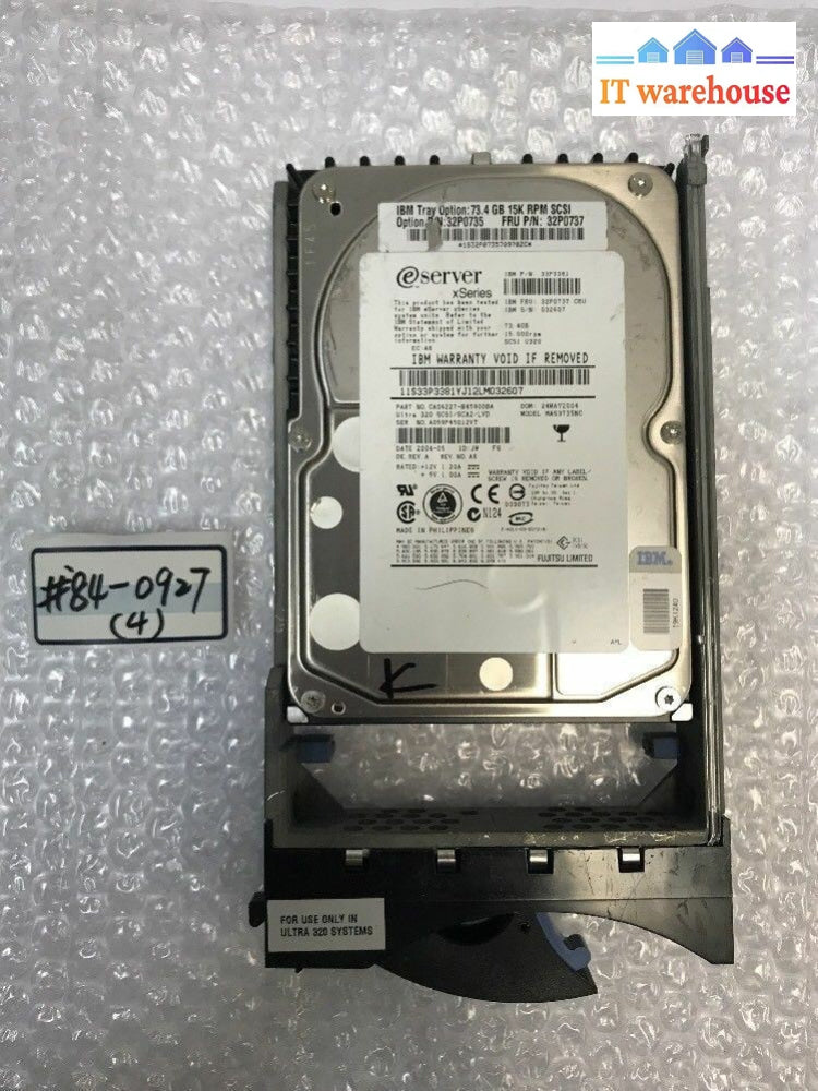 - Ibm Eserver 73.4Gb U320 15K Scsi Hot Swap Hard Drive + Caddy 32P0737