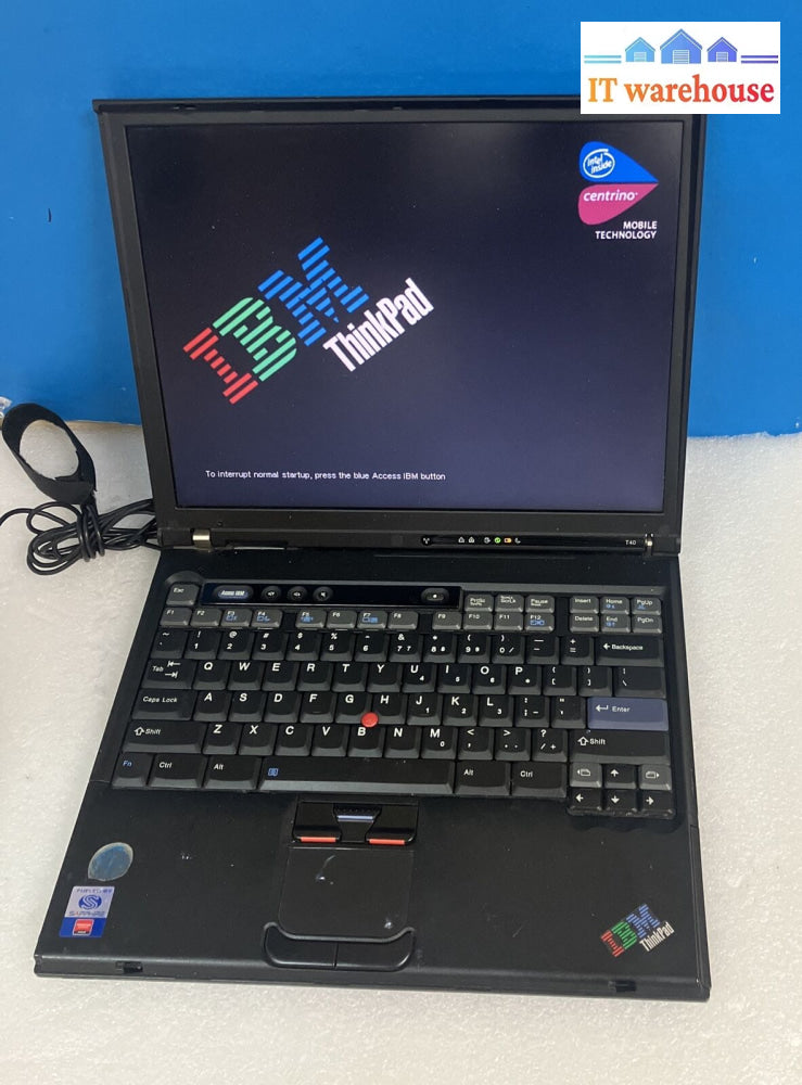 Ibm T40 14’ Laptop Intel Pentium M Cpu 512Mb Ram (Bad Fan For Parts Read) ~