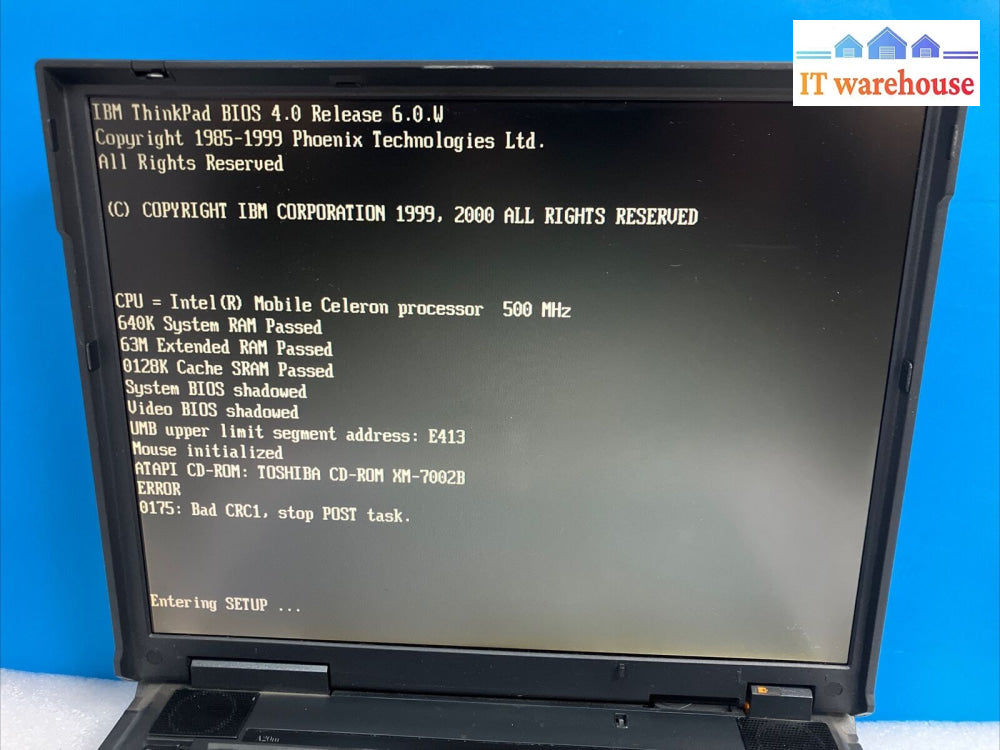 ~ Ibm Type 2628 Laptop Pentium Cpu For Parts Or Repair As Is (Read)