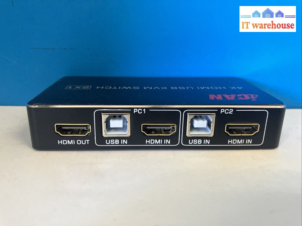 Ican 4K Hdmi Usb Kvm Switch 2X1 With One Cable & Ac Adapter ~