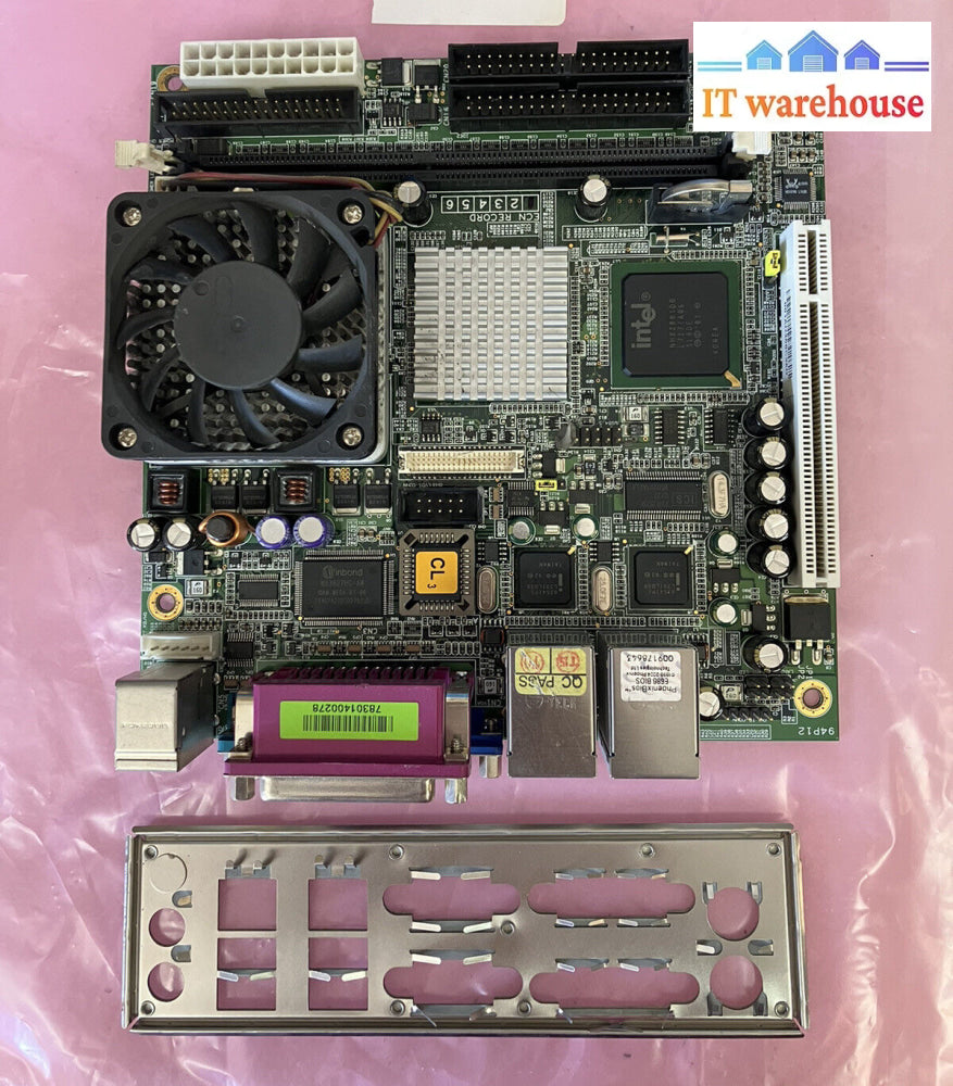 ~ Industry Motherboard Ip-4Mts6B Dual Network Port W/ Intel Celeron & Io Shield