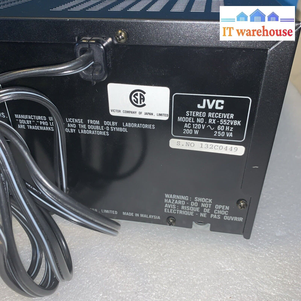 Jvc Rx-552V /552Vbk Receiver Hifi Stereo 5.1 Channel Home Theater Phono Radio Av