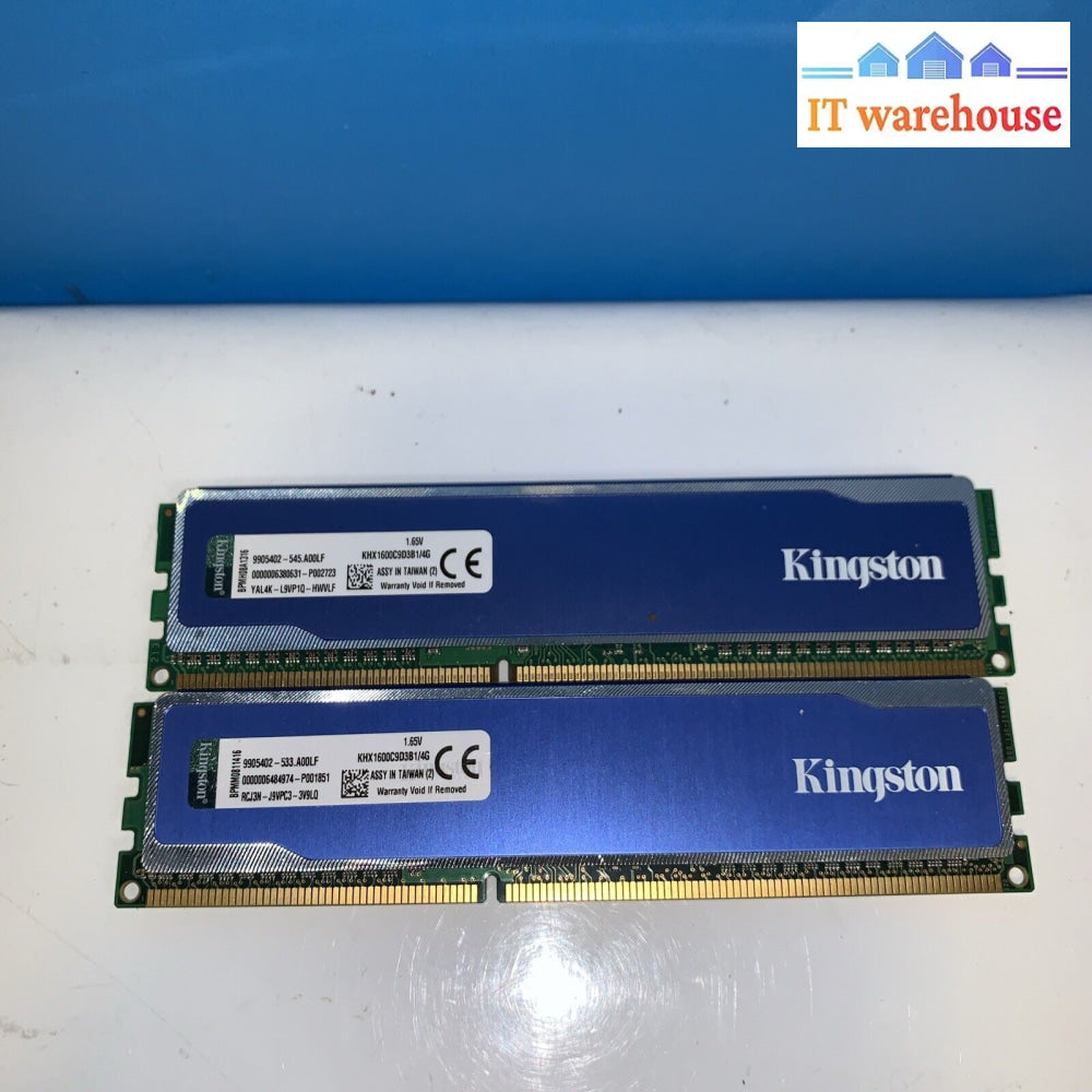 Kingston 8Gb(2X4Gb) 1600 Mhz Ddr3-1600 Pc3-12800U Cl9 Ram (Khx1600C9D3B1/4G)