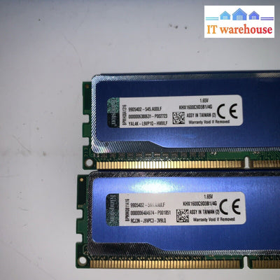 Kingston 8Gb(2X4Gb) 1600 Mhz Ddr3-1600 Pc3-12800U Cl9 Ram (Khx1600C9D3B1/4G)