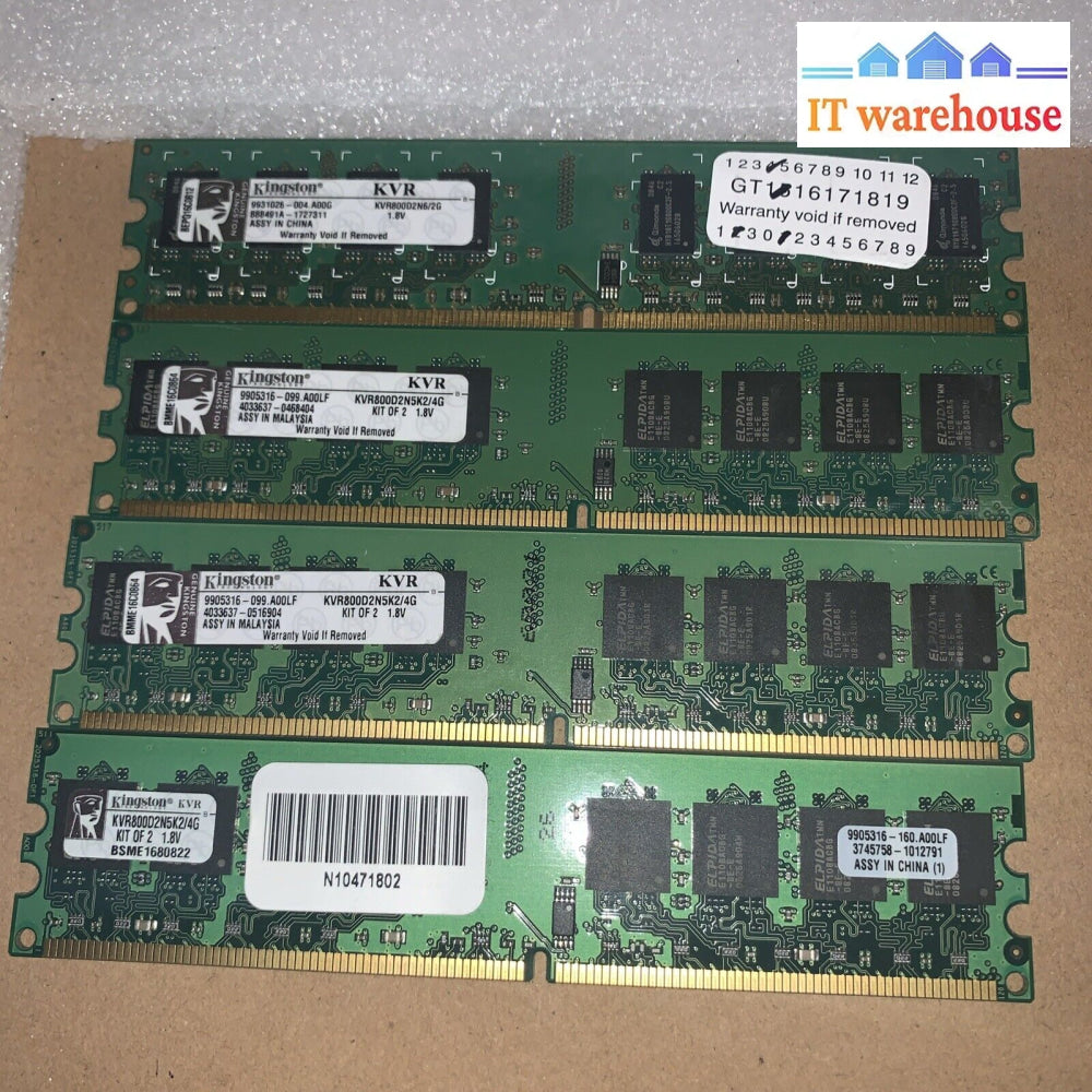 Kingston 8Gb (4X2Gb) Kvr800D2N5K2 Kvr800D2N6 Ddr2-800 Desktop Memory