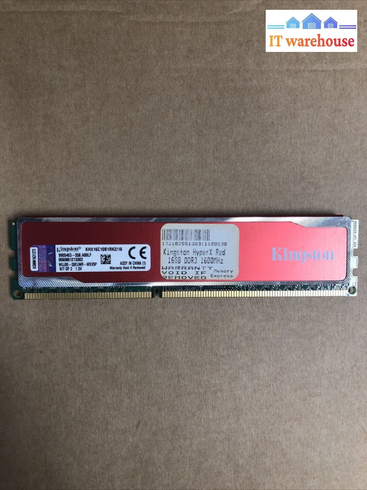 + Kingston Hyperx Red Ddr3 8Gb 1600Mhz Desktop Memory Ram Khx16C10B1Rk2/16