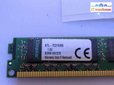 - Kingston Ktl-Tc316/8G 8Gb Pc3-12800 Ddr3-1600 Low Profile Desktop Ram Memory