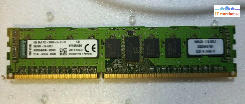 - Kingston Kvr13R9D8/8 8Gb Ddr3 Reg Ecc Pc3-10600R Cl9 240 Ram 9965426