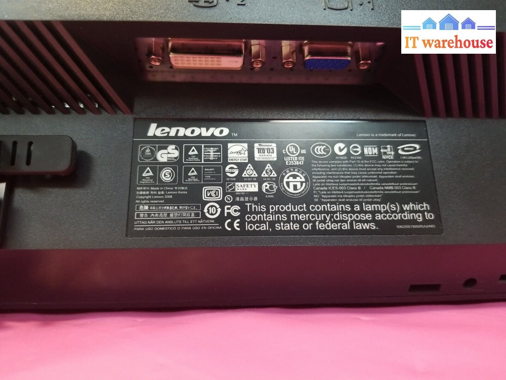 Lenovo 4438-Hb6 Thinkvision L200P Wide 20’ 16:10 Lcd Monitor (Qty)