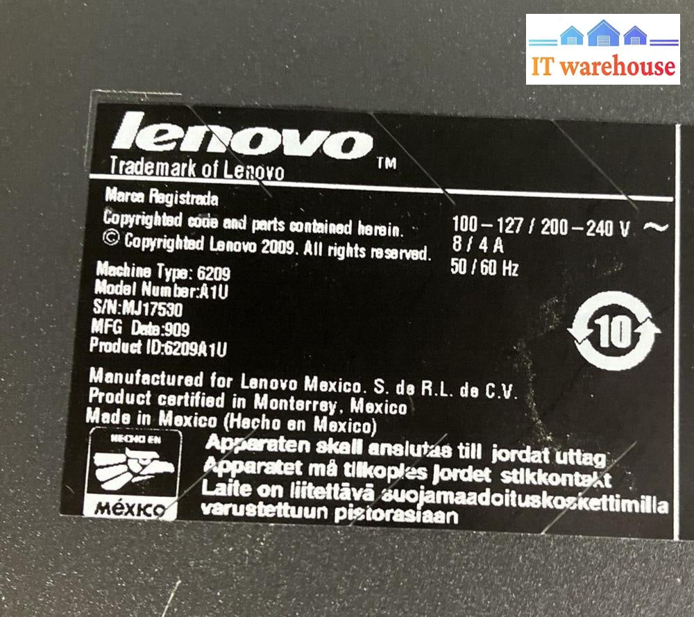 Lenovo 6209 Thinkcentre M58P Desktop Intel C2D Cpu / 4Gb Ram 320Gb Hdd Xp ~