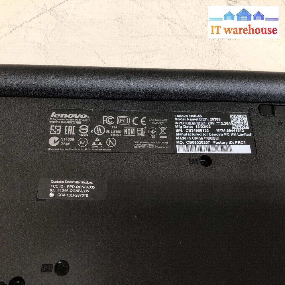 $ Lenovo B50-45 Series 20388 15.6’ Led Lcd Screen Came From Working Laptop