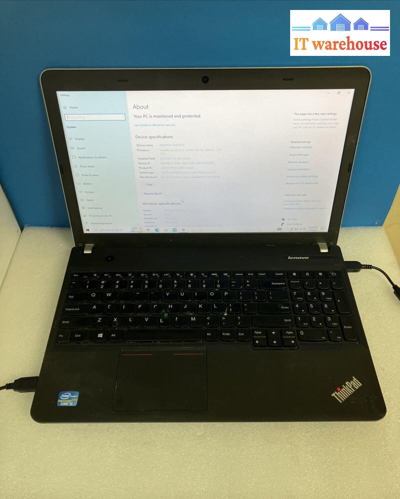 ~ Lenovo Edge 15.6’ Laptop I3-3120M Cpu /8Gb Ram /250Gb Ssd (Battery Dead Read)