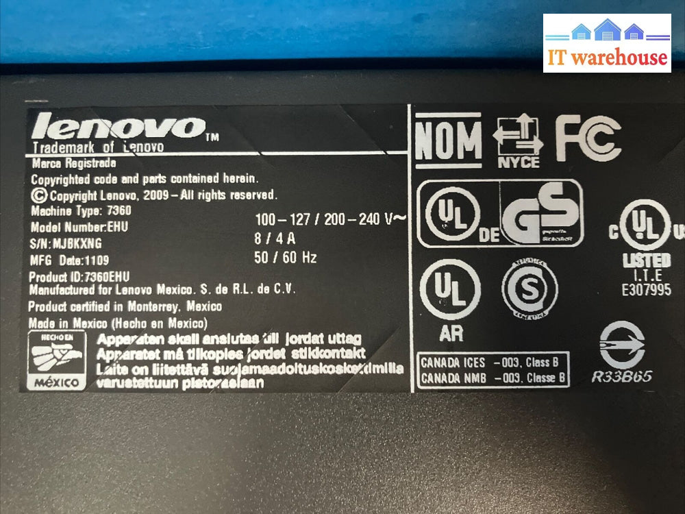 ~ Lenovo Thinkcentre 7360 Ehu Sff Desktop C2D E7500 /4Gb Ram /1Tb Hdd Win Xp Pro