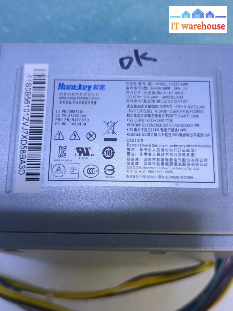 Lenovo Thinkcentre E73 180W Huntkey Power Supply 54Y8870 Hk280-25Fp Tested -