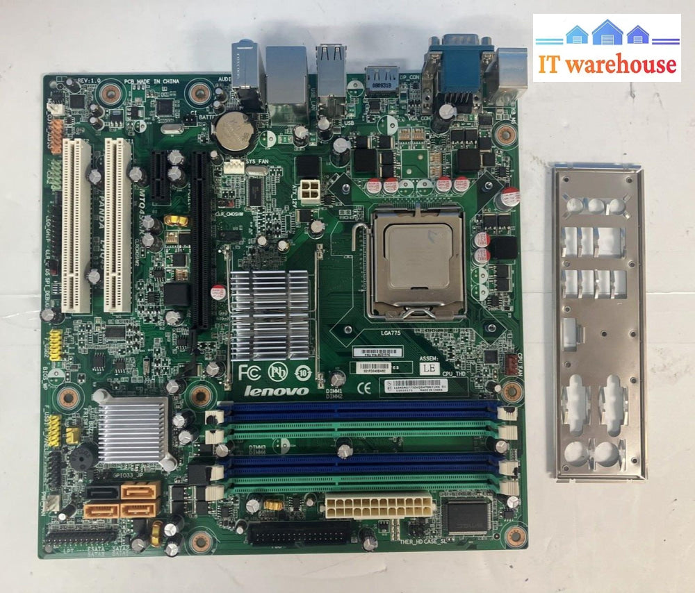 Lenovo Thinkcentre M58P Motherboard 46R1516 Socket Lga775 W/ Intel Cpu & Plate ~