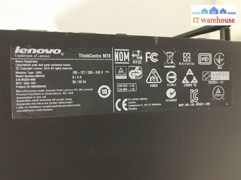 - Lenovo Thinkcentre M78 Sff Pc W/Amd A8-6500B /12Gb /128G New Ssd/Wifi / Win10