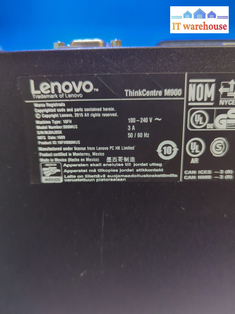 Lenovo Thinkcentre M900 Sff Desktop Pc W/ I5-6500 Cpu/ 8Gb Ram 2Tb Hdd Win 10