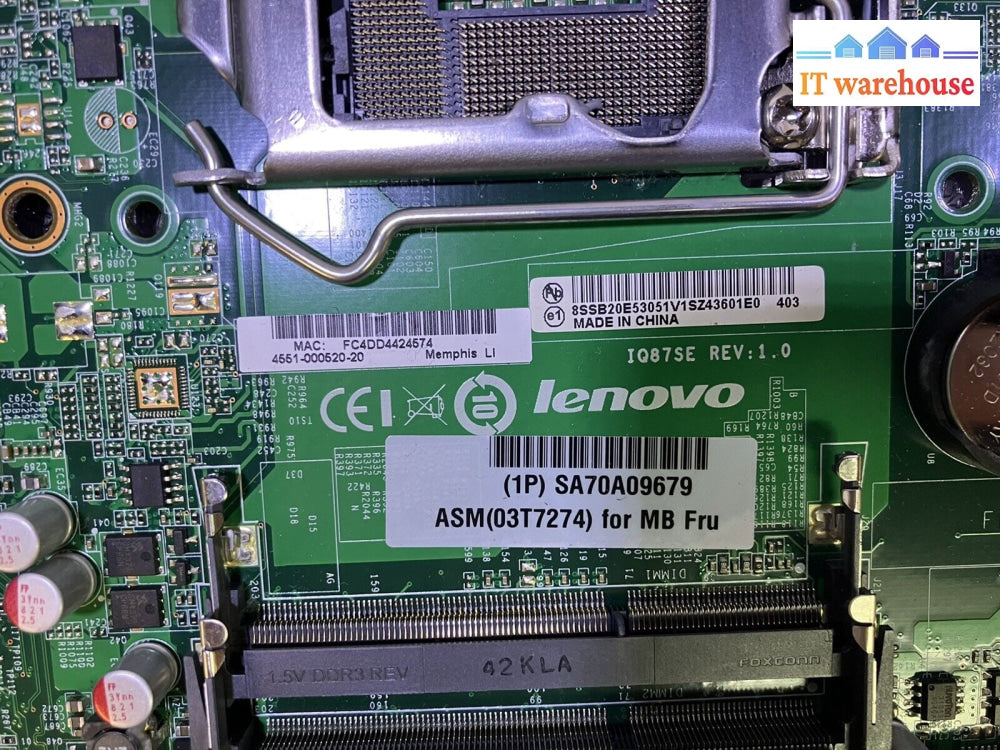 ~ Lenovo Thinkcentre M93Z 4551-000520-20 Motherboard Lga 1150 Iq87Se Tested