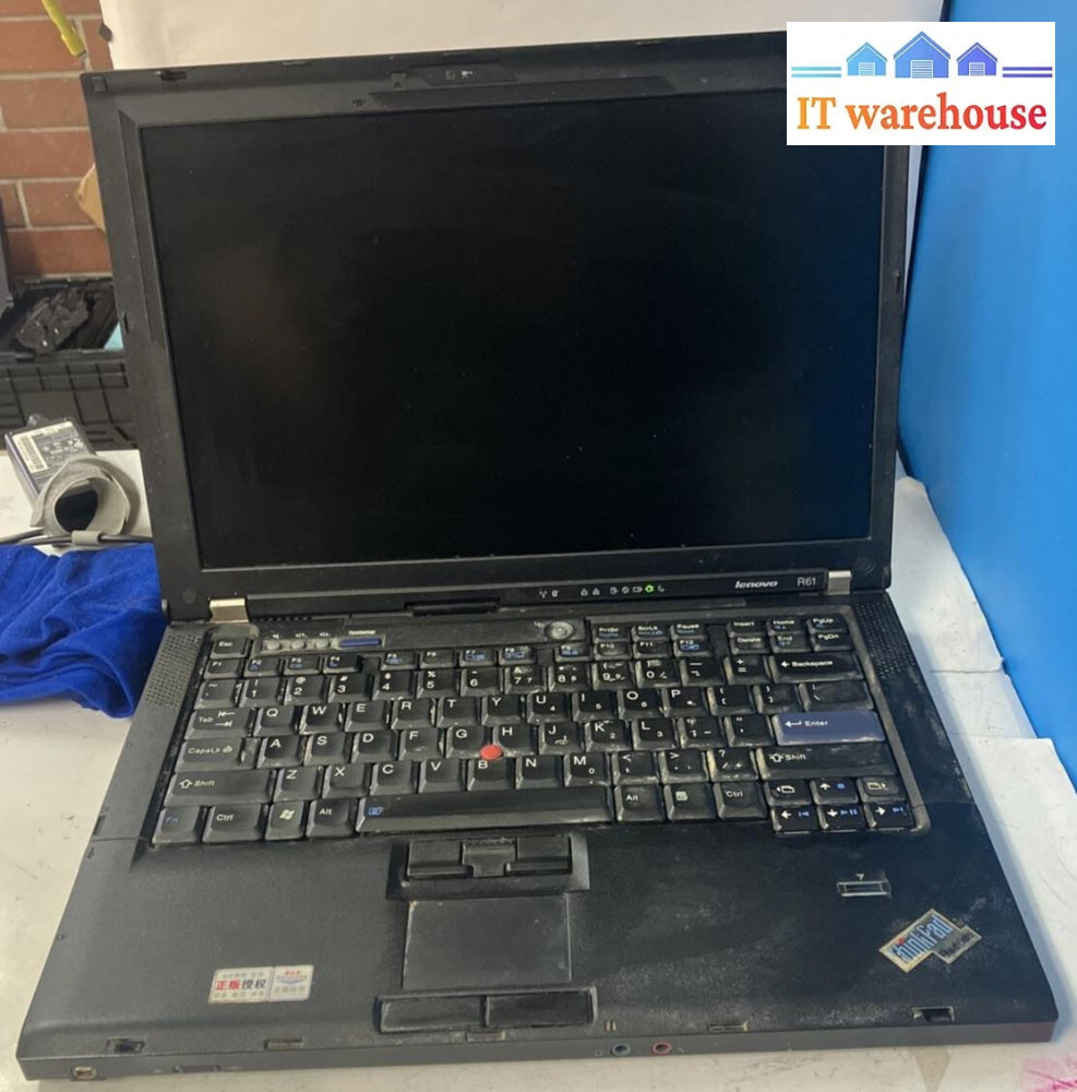 Lenovo Thinkpad R61 14’ Laptop Intel C2D Cpu / 2Gb Ram 160Gb Hdd (No Battery)~