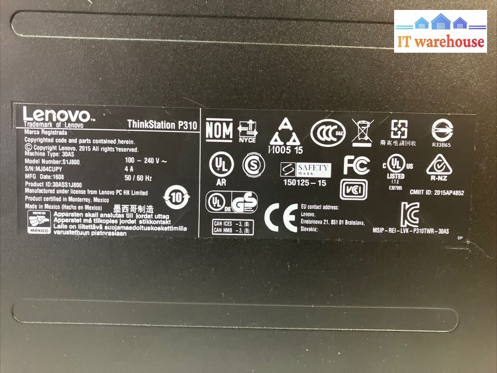 Lenovo Thinkstation P310 Desktop Intel Xeon E3-1220 V5 Cpu/ 16Gb Ram / 1Tb Hdd ~