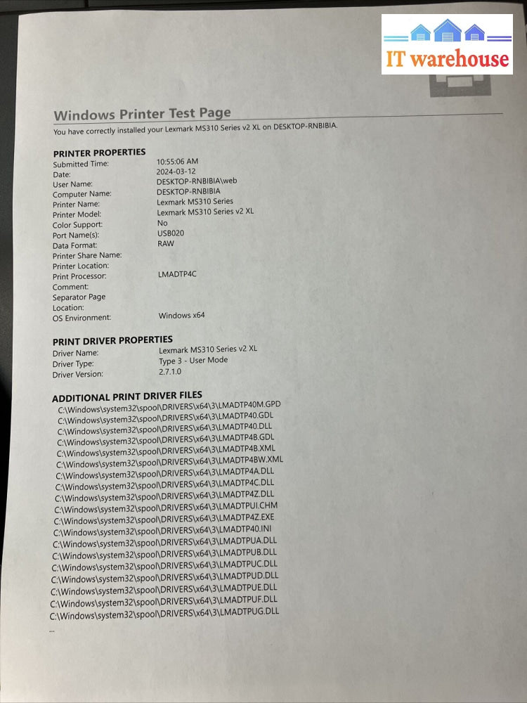 Lexmark Ms310D Duplex Monochrome Laser Printer Tested/Working ~