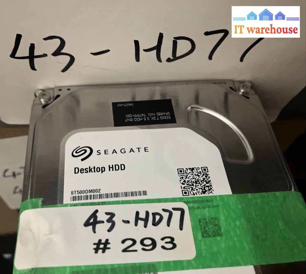 (Lot 4) Seagate 500Gb St500Dm002 Sata 3.5’ Hdd 1Sb10A-021 (1000 Days Remaining)~