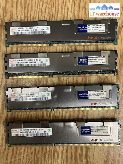 ~Lot 4X Hynix 8 Gb Ram 2Rx4 Pc3-10600R-9-10-E1 Hmt31Gr7Bfr4C-H9 D7 Ab Server