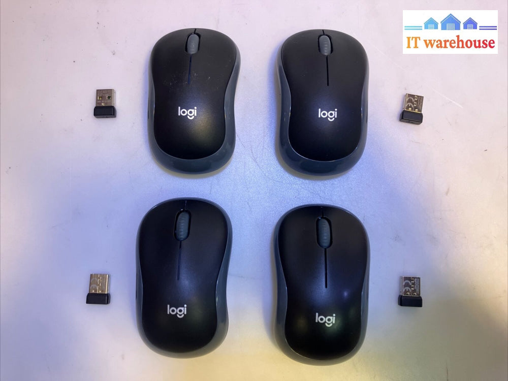 ~ (Lot 4X) Logitech M185 Black Wireless Optical Mouse + Usb Receiver