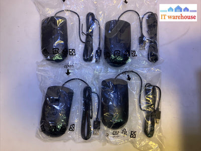 ~ (Lot 4X) New Sealed Dell Ms116 Optical Mouse 0Dmv3P Black Usb Scroll Wheel