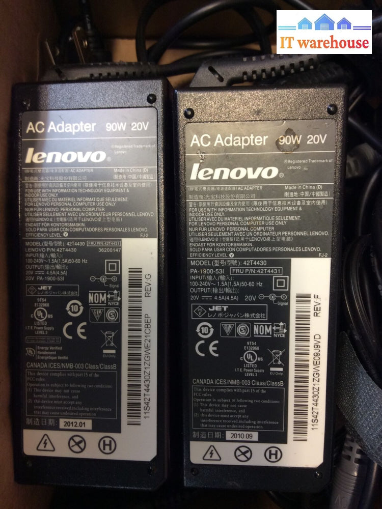 Lot Of 10 Lenovo 90W Ac Adapter Charger For T510 T520 T530 T410 T420 T430 T430S