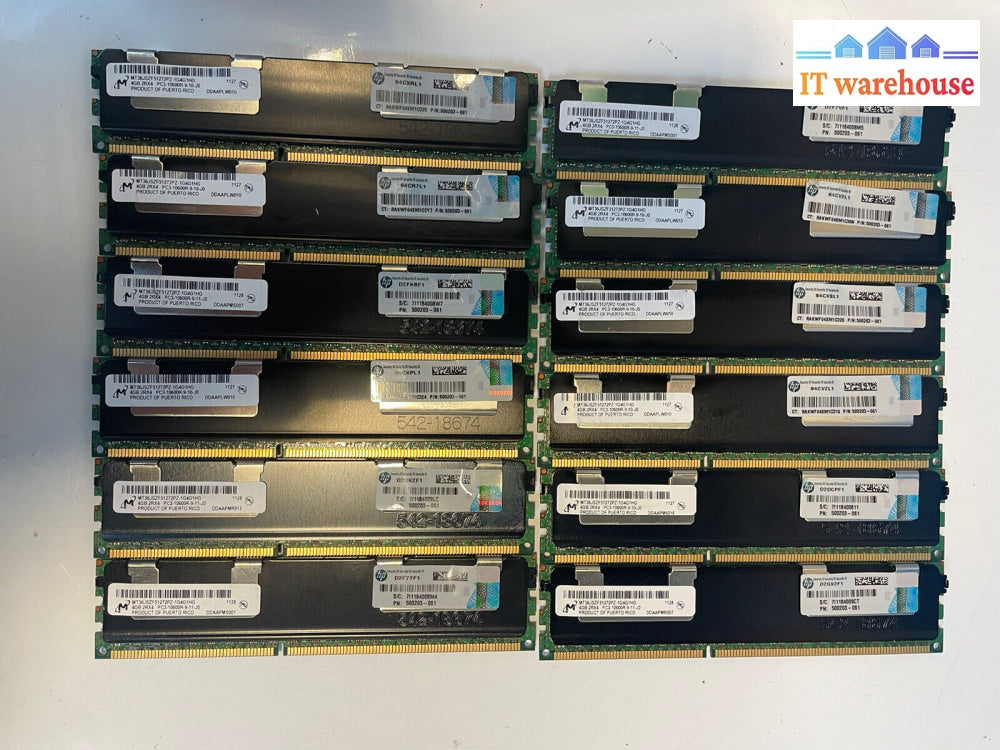 Lot Of 12 Hp Micron Mt36Jszf51272Pz-1G4G1Hg Pc3-10600R Ddr3 2Rx4 Server