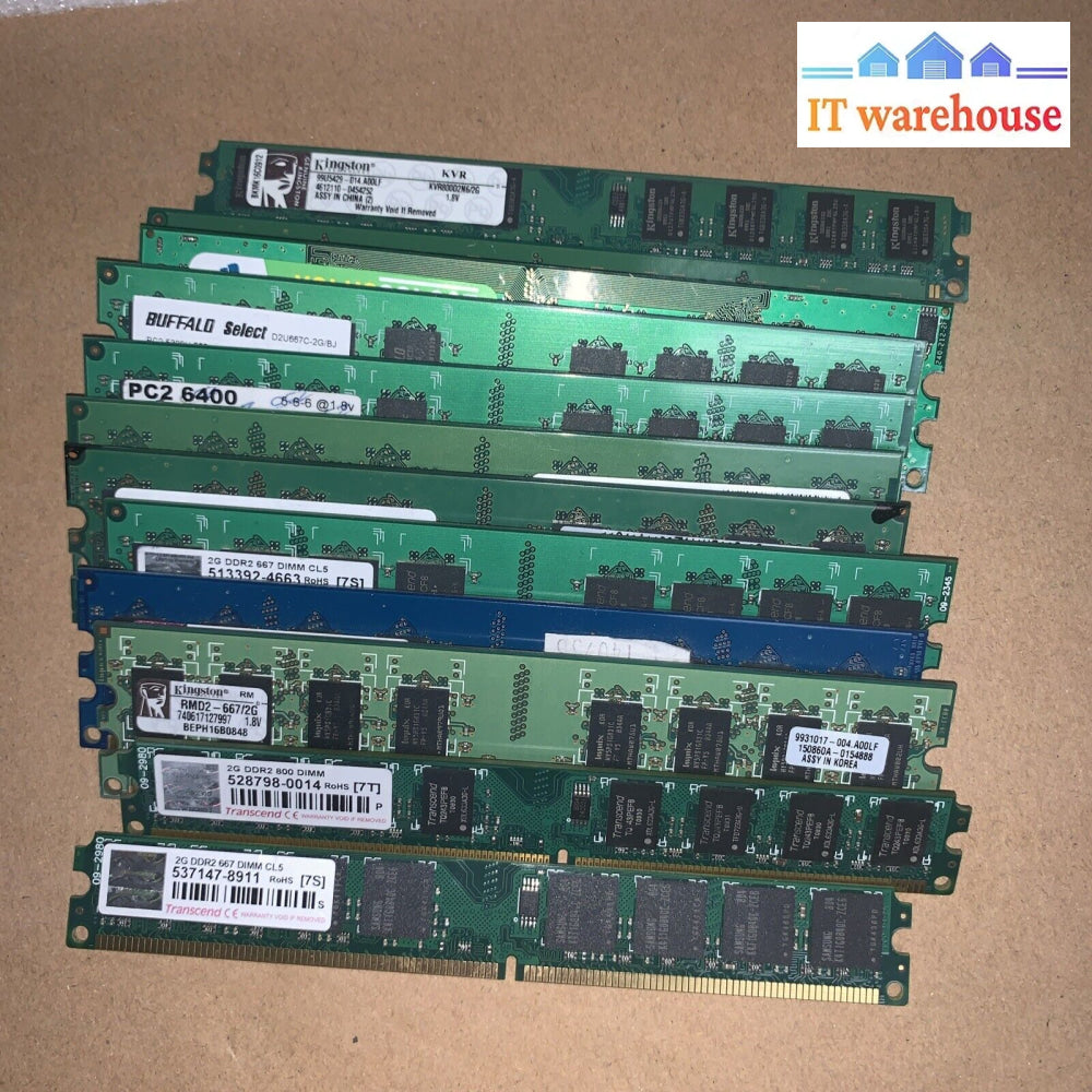 Lot Of 12 Mixed 2Gb Ddr2 Pc2 Desktop Non-Ecc Memory Ram