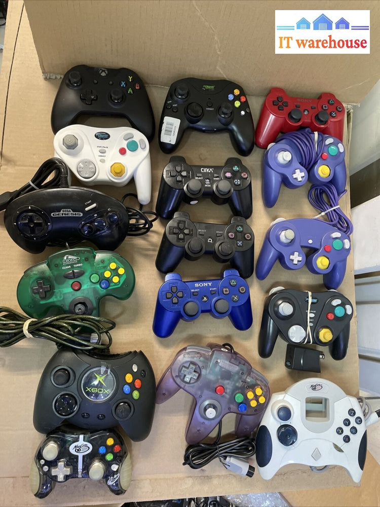 Lot Of 16 Controllers For Xbox And Other Game Systems