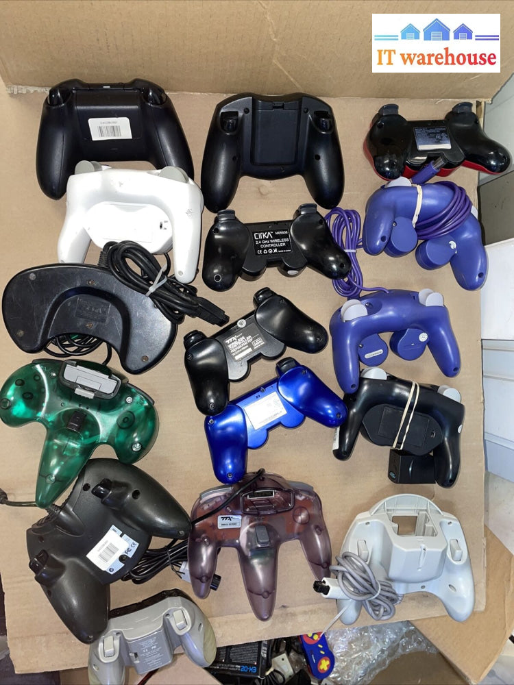 Lot Of 16 Controllers For Xbox And Other Game Systems