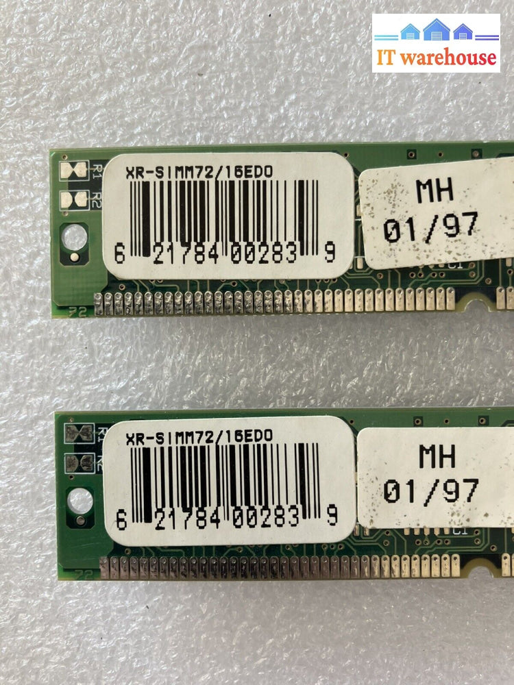 Lot Of 2 16Mb Edo 72Pin Sim Memory (Xr-Simm72 16Edo)