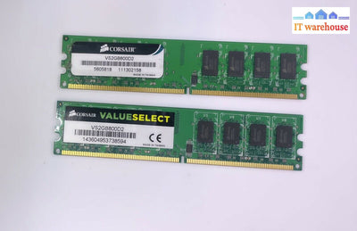 Lot Of 2 2Gb Corsair Valueselect Ddr2 800Mhz Cl5 240 Pin Pc Memory Vs2Gb800D2