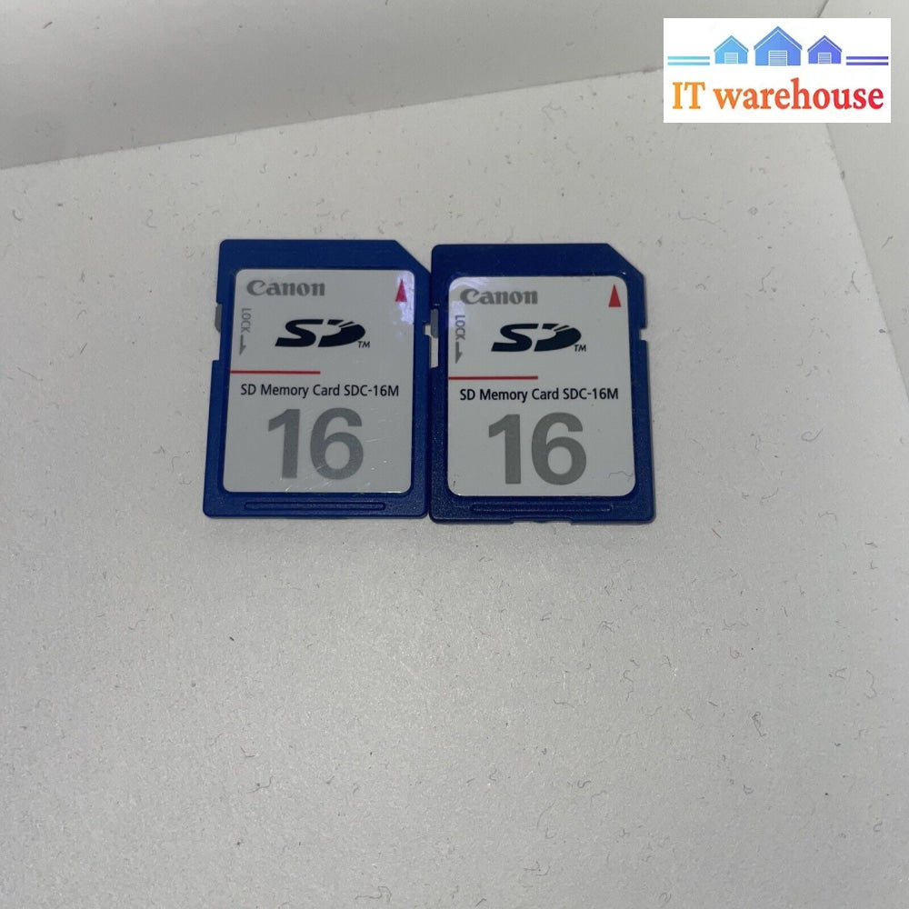 (Lot Of 2) Canon 16 Mb Sd Memory Card Sdc-16M For Powershot Cameras