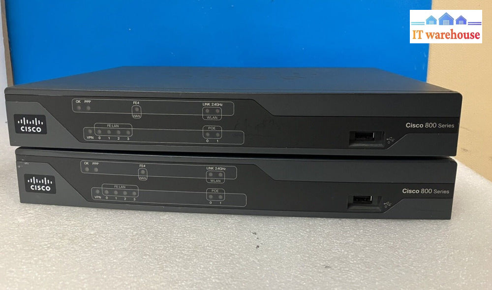 ~ (Lot Of 2) Cisco 800 Series 881 4-Port Integrated Services Router Cisco881-K9