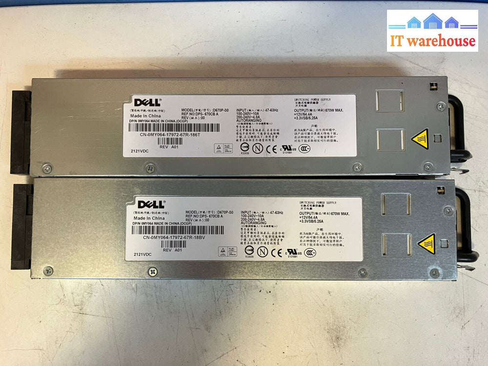 ~ (Lot Of 2) Dell 0My064 Poweredge 1950 670W Power Supply