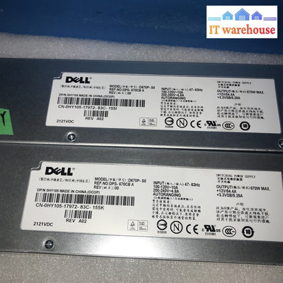 Lot Of 2 Dell Poweredge 1950 Server D670P-S0 Psu Hy105 670W Power Supply