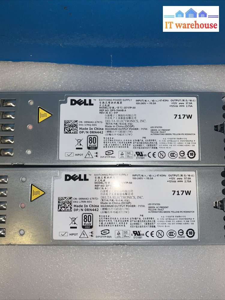 Lot Of 2 Dell Poweredge D717P-S0 Dps-764Ab A 0Rn442 717W Switching Power Supply