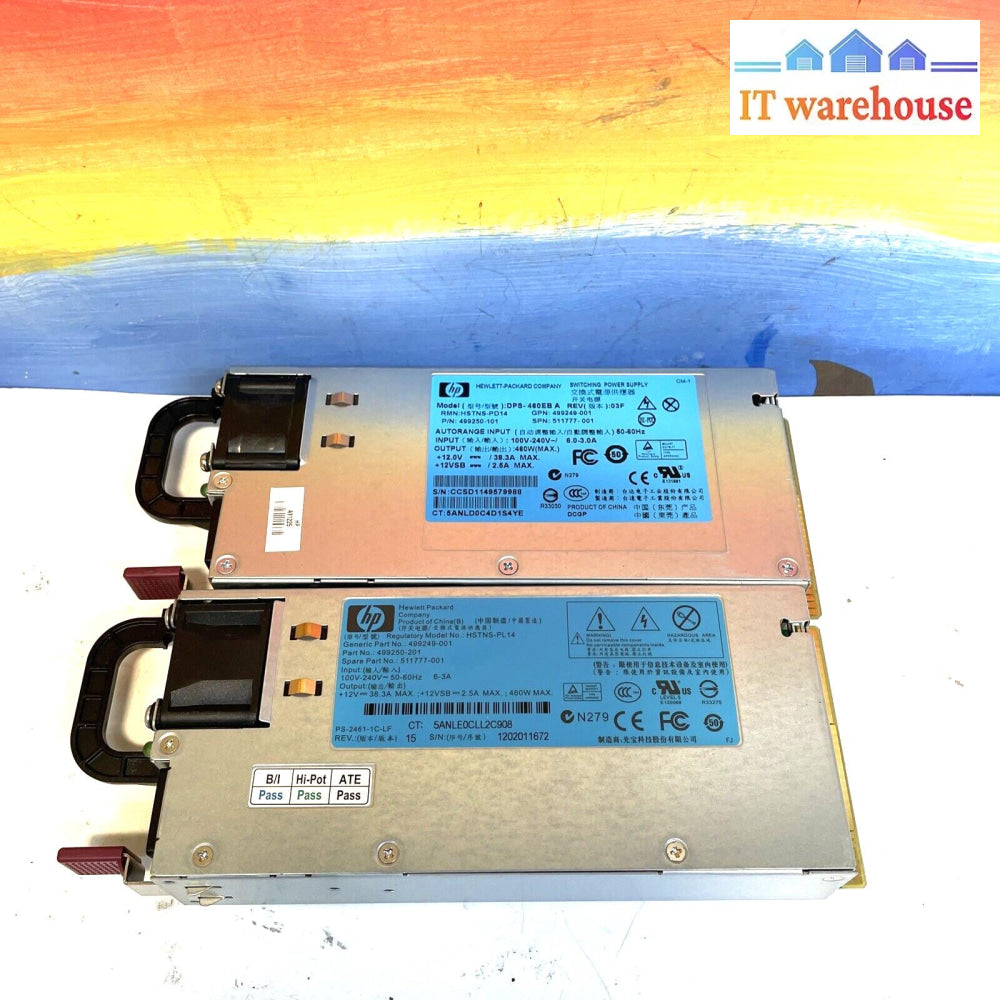 Lot Of 2 Hp 460W Power Supply Dps-460Eb A 499250-001