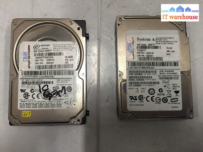 + Lot Of 2 Ibm 73Gb 10K Sas 2.5 Inch Hard Drive 26K5779 @@@