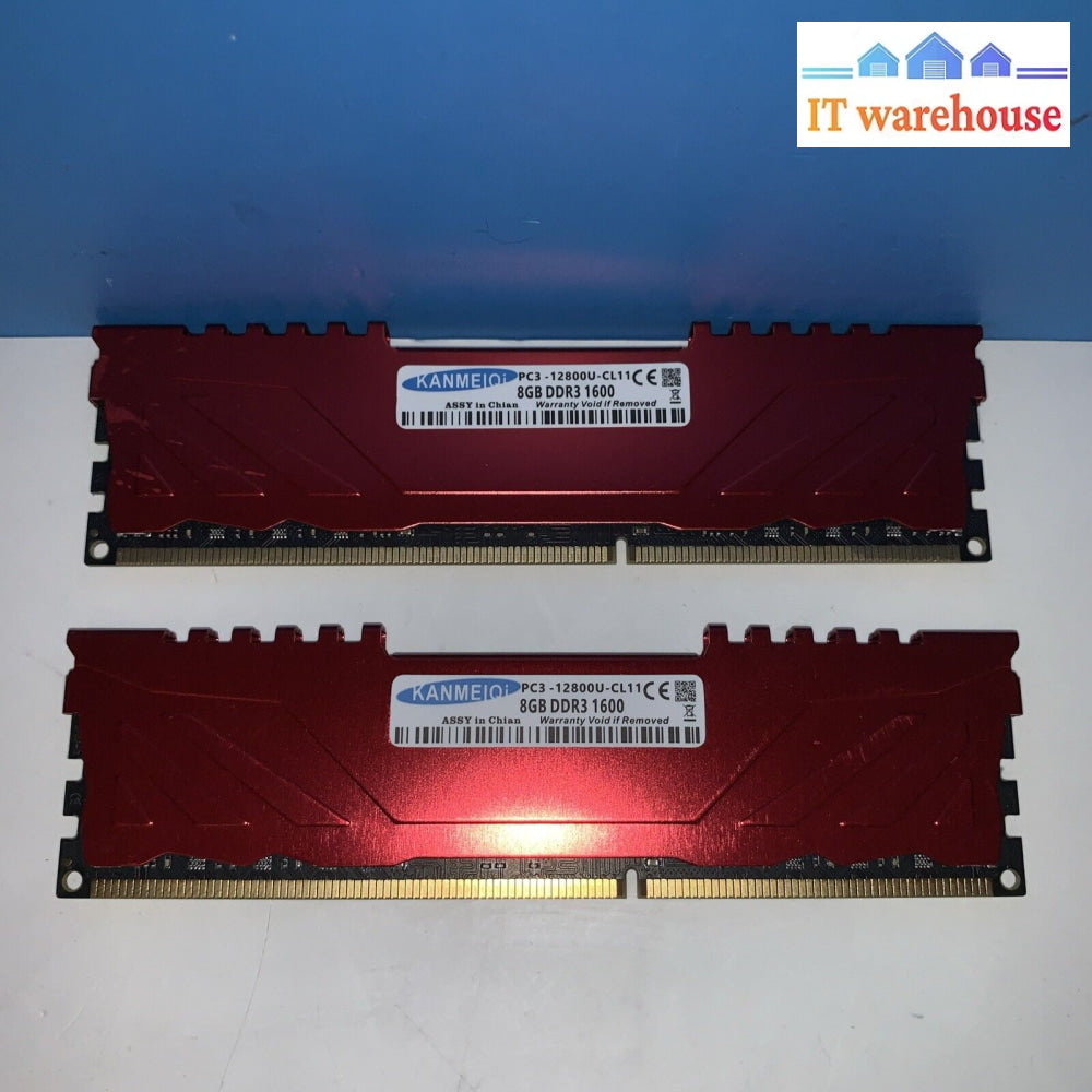 Lot Of 2 Kanmeiqi Pc3-12800U-Cl11Ce 8Gb Ddr3 1600 Desktop Memory